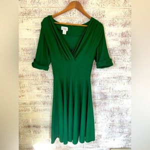 Green Fit and Flare Unique Vintage Dress